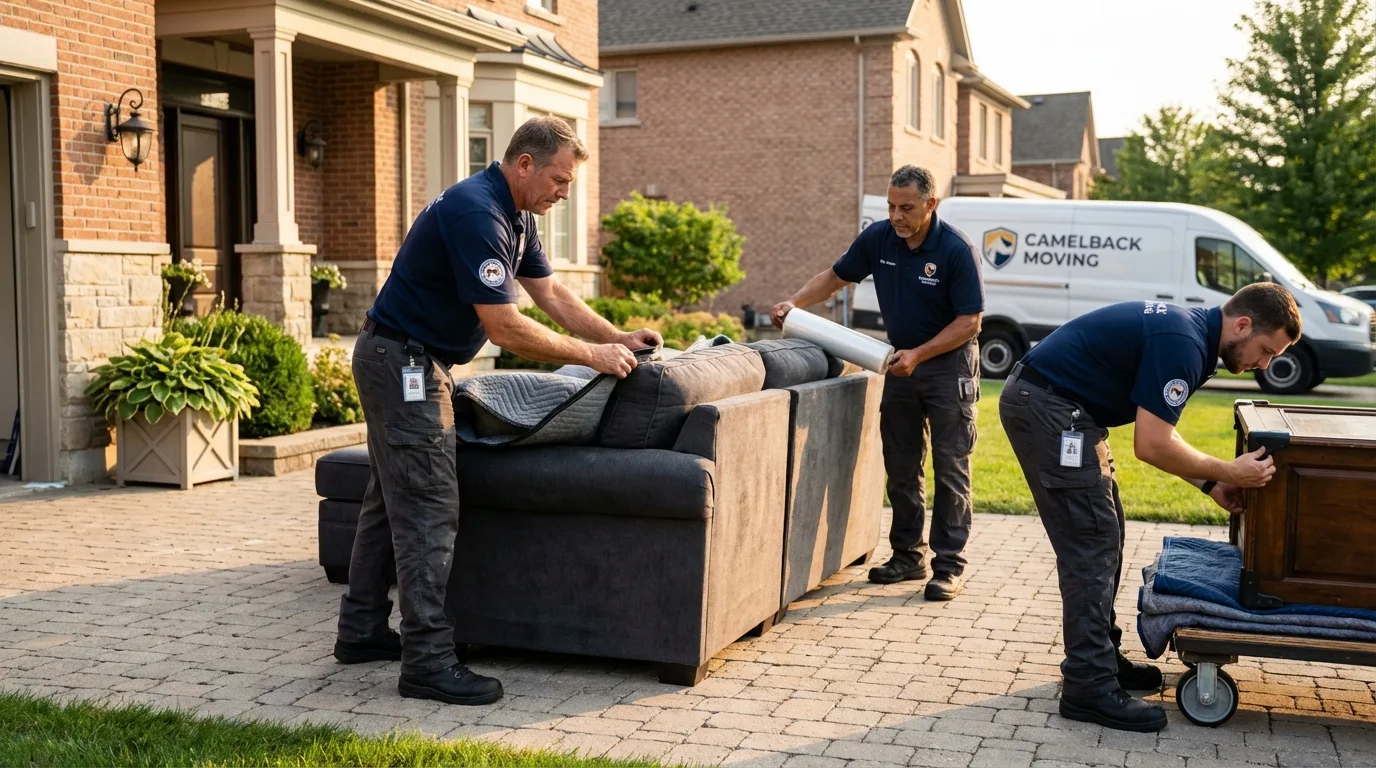 Large estate moving crew wrapping furniture in Middlefield, OH